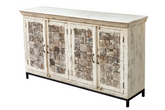 Antique Indian Reclaimed Hand Liberty Solid Wooden Sideboard Whitewash 171x45x98cm A0263